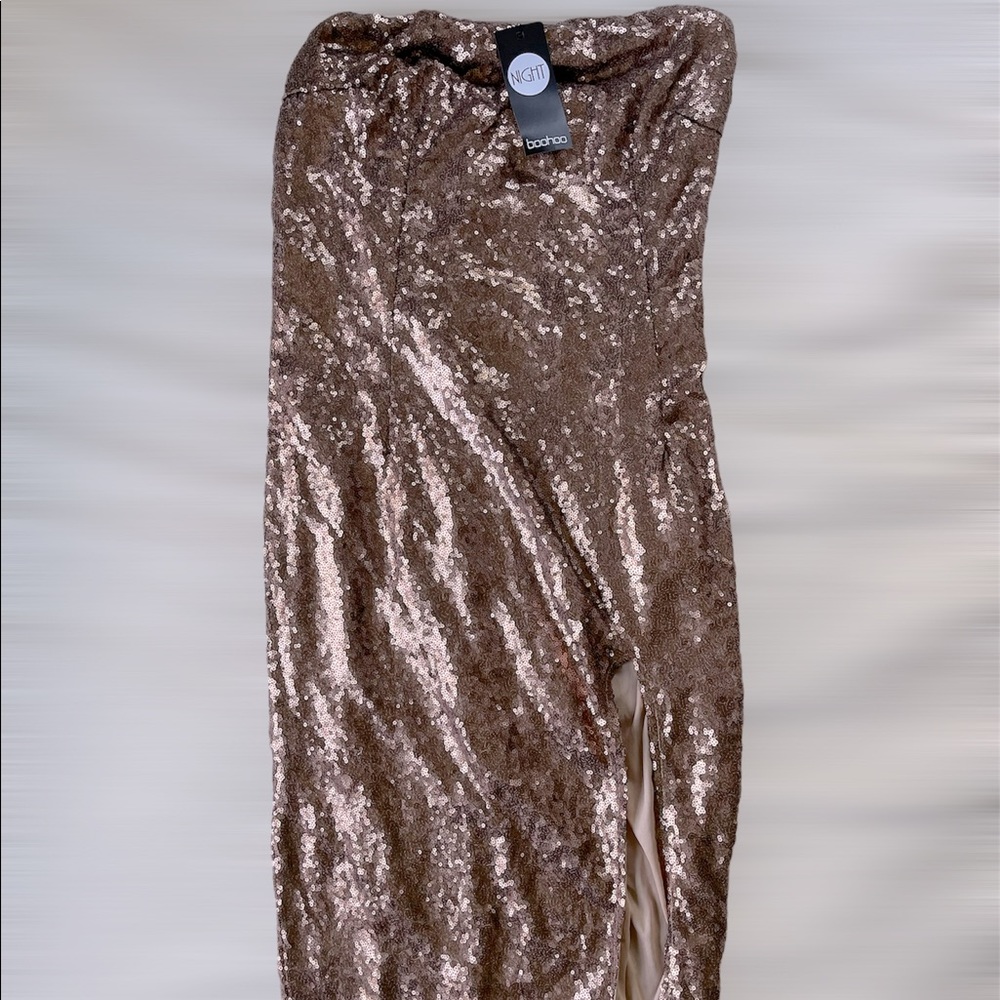 Sequin Bandeau Split Detail Midi Dress